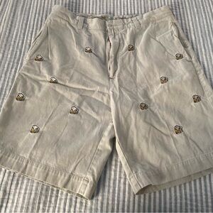 Patrick James Size 36 Khaki Embroidered Beer Mug Shorts